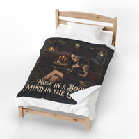 Load image into Gallery viewer, Gothic Reading Velveteen Plush Blanket - "Nose in a Book, Mind in the Gutter" Cozy Throw