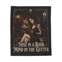 Load image into Gallery viewer, Gothic Reading Velveteen Plush Blanket - "Nose in a Book, Mind in the Gutter" Cozy Throw